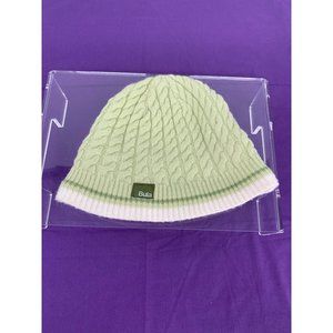 Bula Light Green Cream Beanie Knit Hat with Fleece Lining Child Size